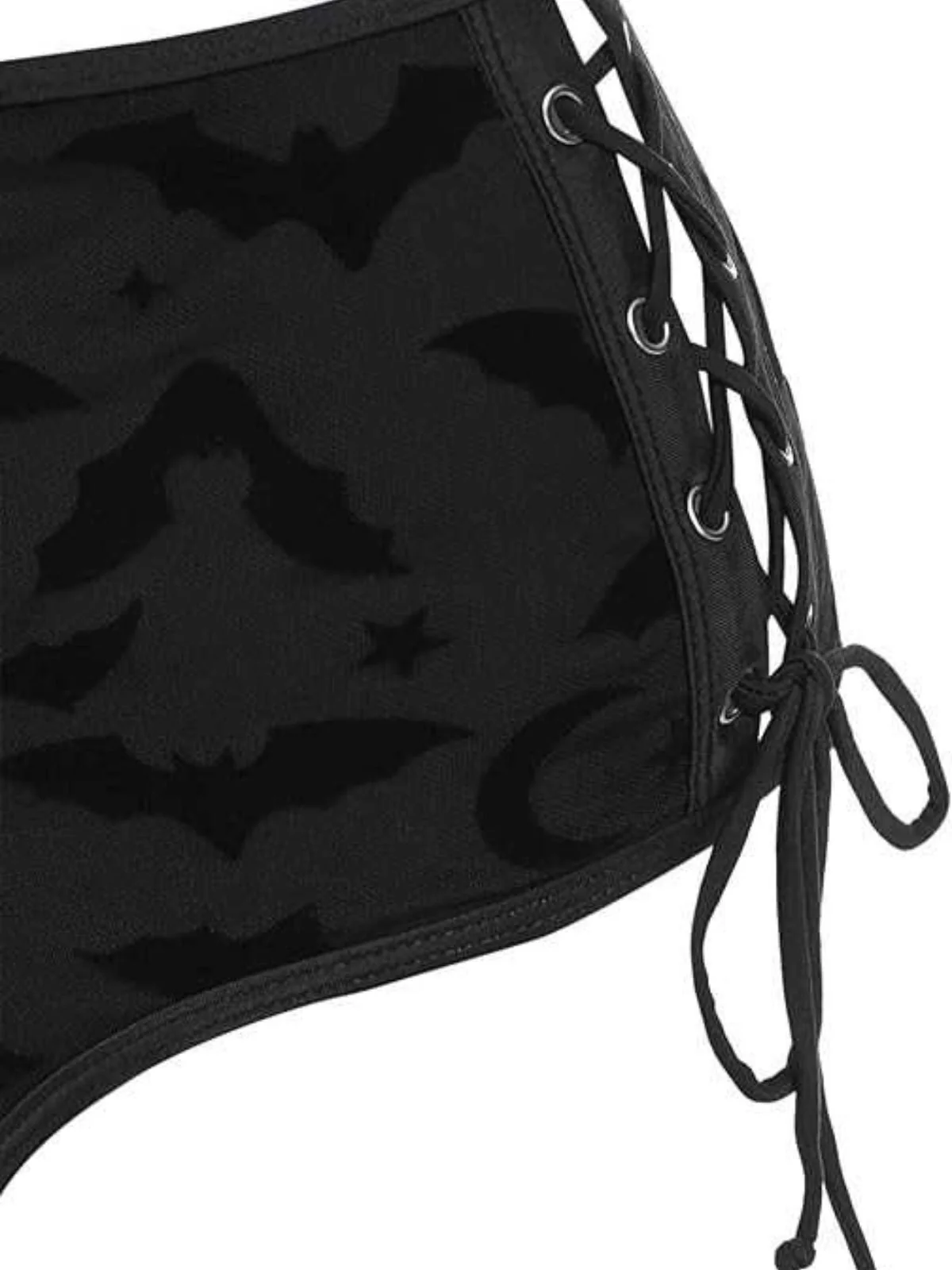 Schwarz 1980er Träger Fledermäuse Netz Gothic Bikini Set - Image 4