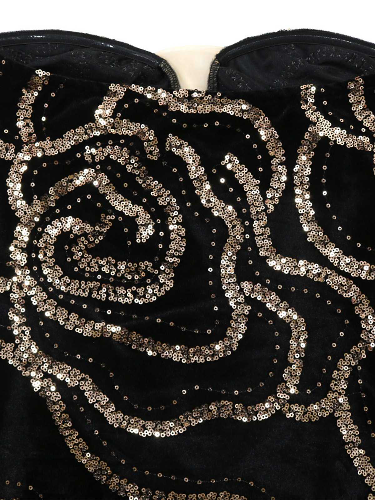 Schwarz 1980er Trägerlos Pailletten Bodycon Kleid - Image 4