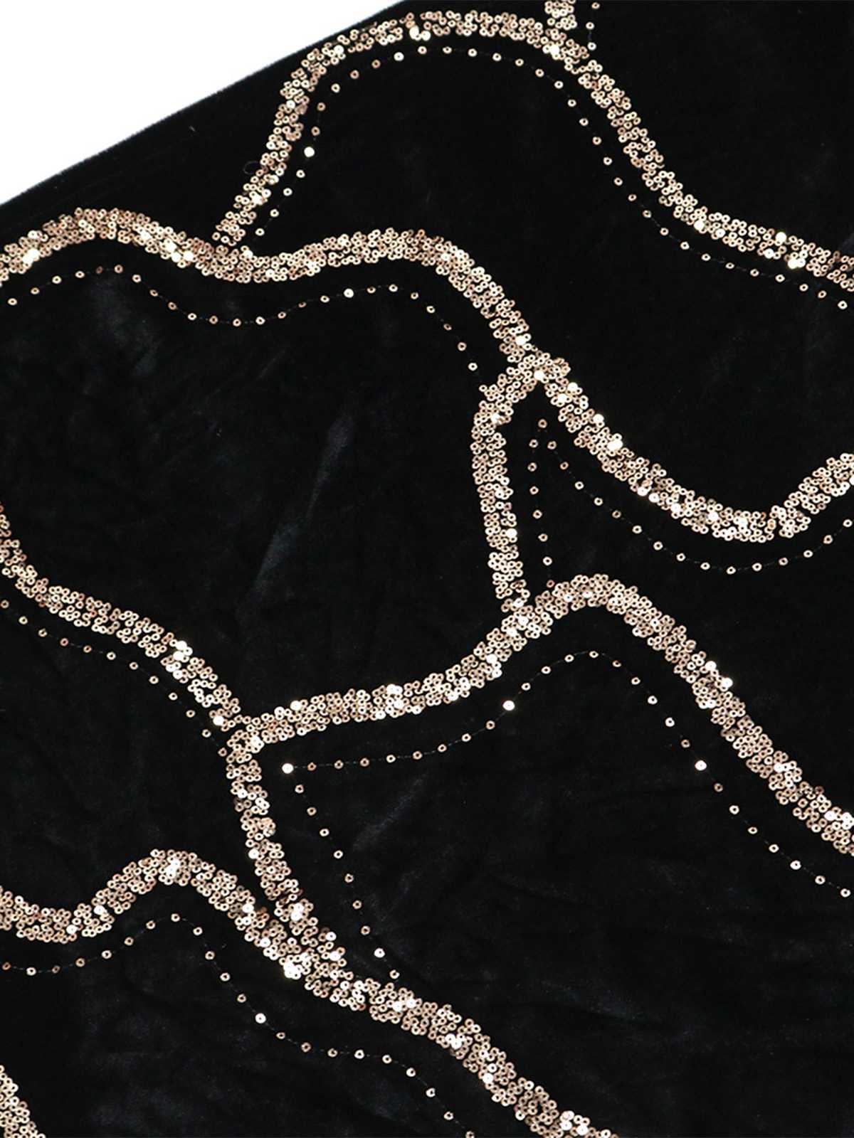 Schwarz 1980er Trägerlos Pailletten Bodycon Kleid - Image 5