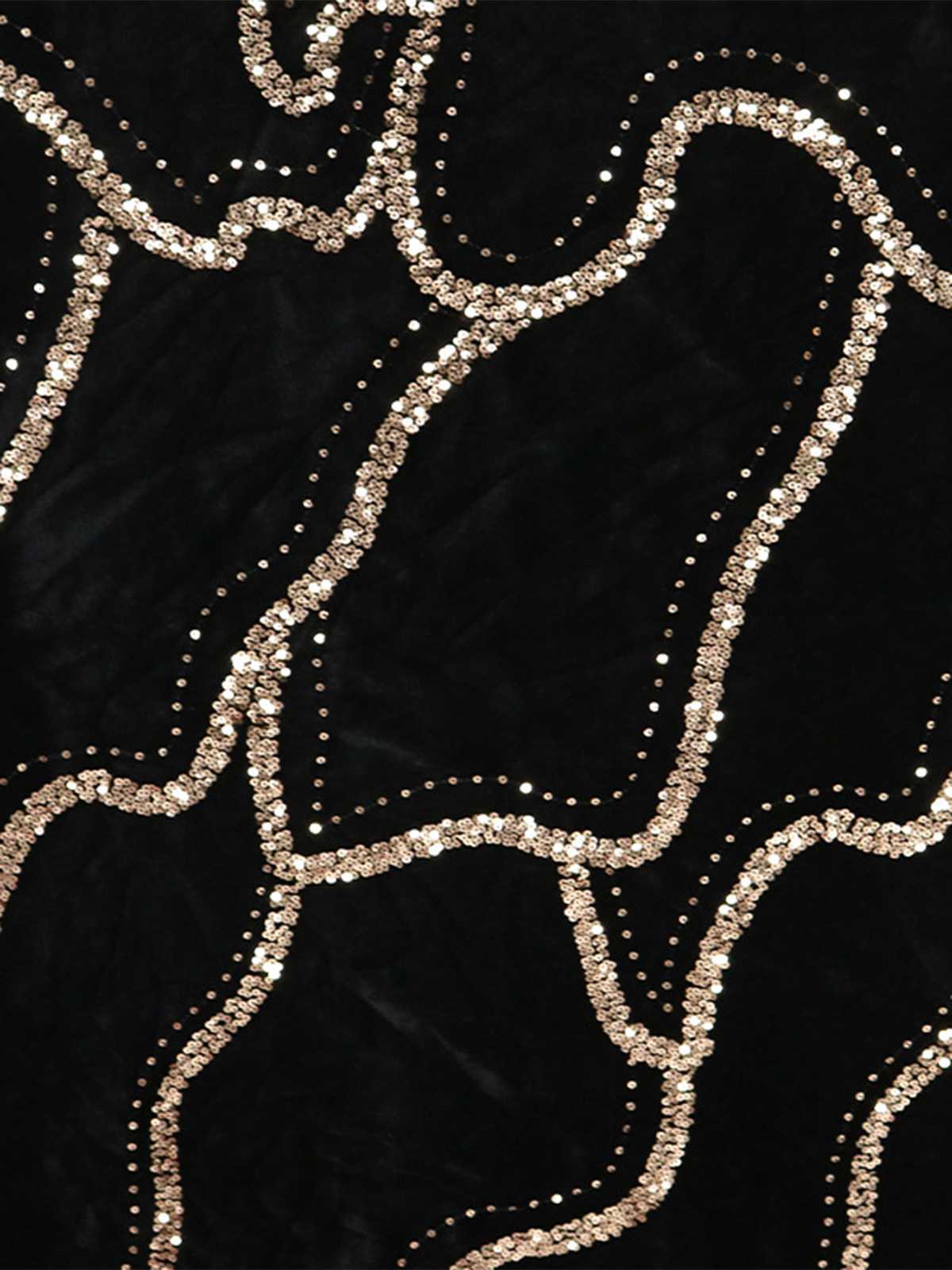 Schwarz 1980er Trägerlos Pailletten Bodycon Kleid - Image 7