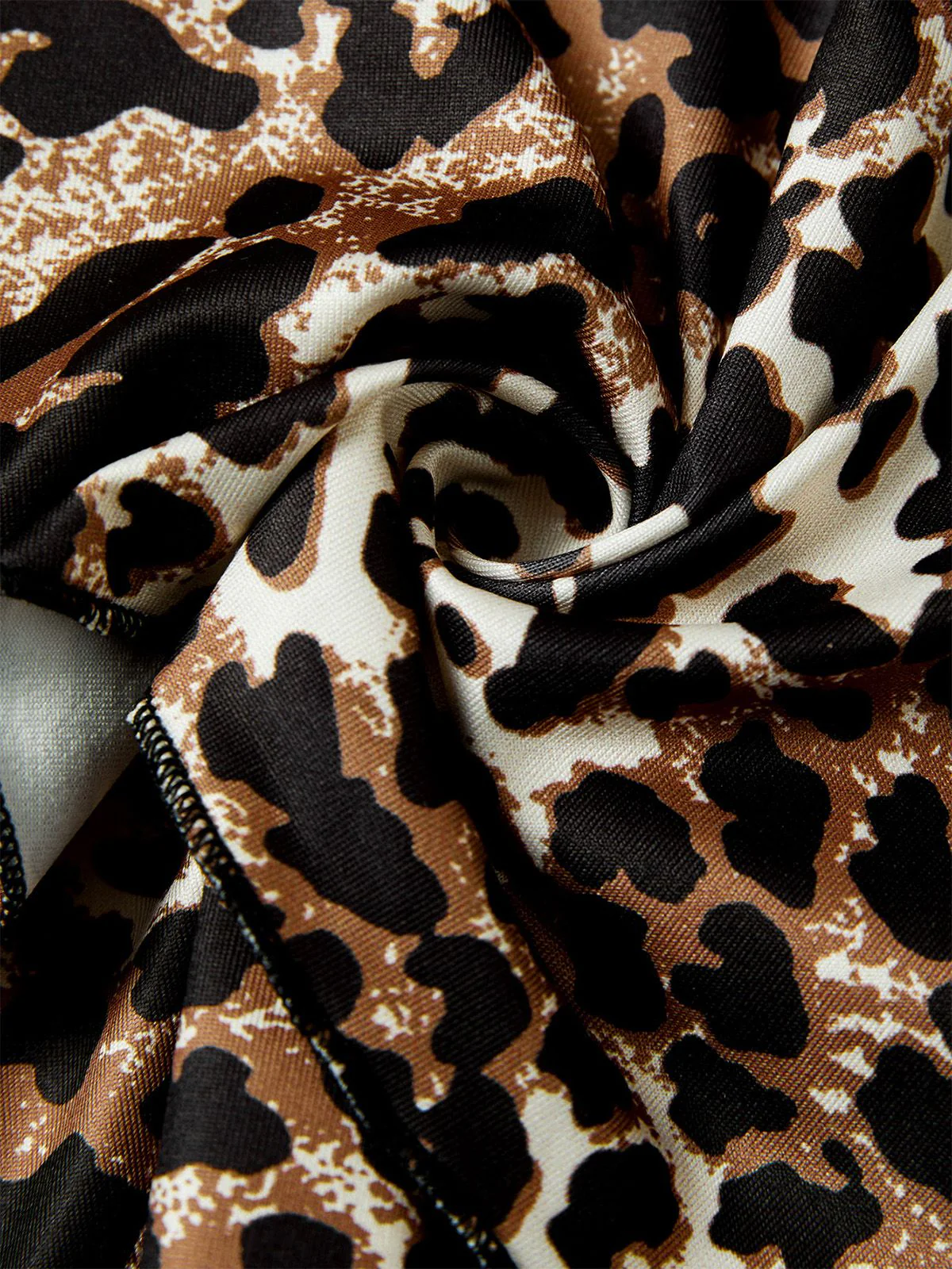 Schwarz 1980er Wickel Leopard Rüschen Binde Mini Kleid - Image 4