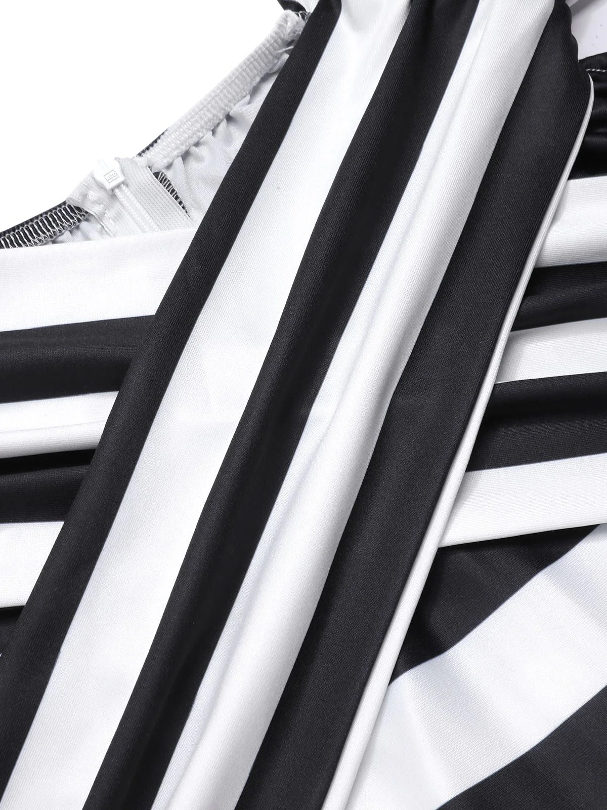 Schwarz Beetlejuice Kostüm 1960er Schulterfrei Stripes Jumpsuit - Image 7