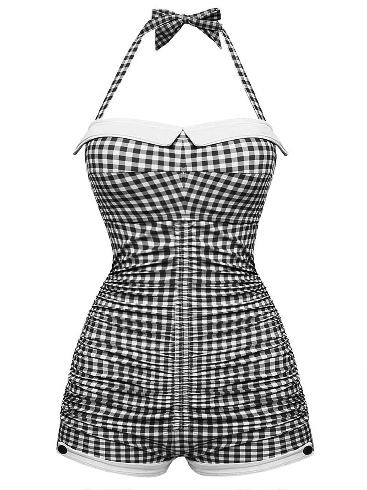 Rot Gingham 1950er Schleife Neckholder Badeanzug - Image 17