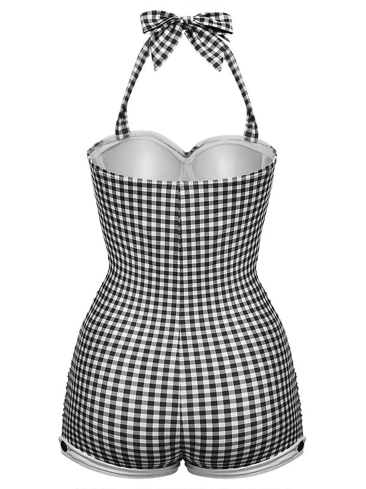 Rot Gingham 1950er Schleife Neckholder Badeanzug - Image 18
