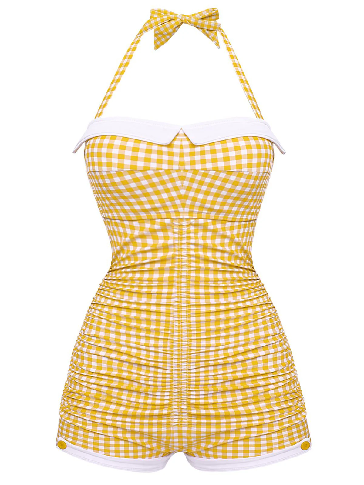 Blau Gingham 1950er Schleife Neckholder Badeanzug - Image 17