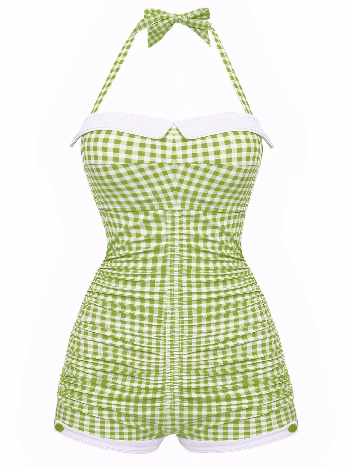 Rot Gingham 1950er Schleife Neckholder Badeanzug - Image 23