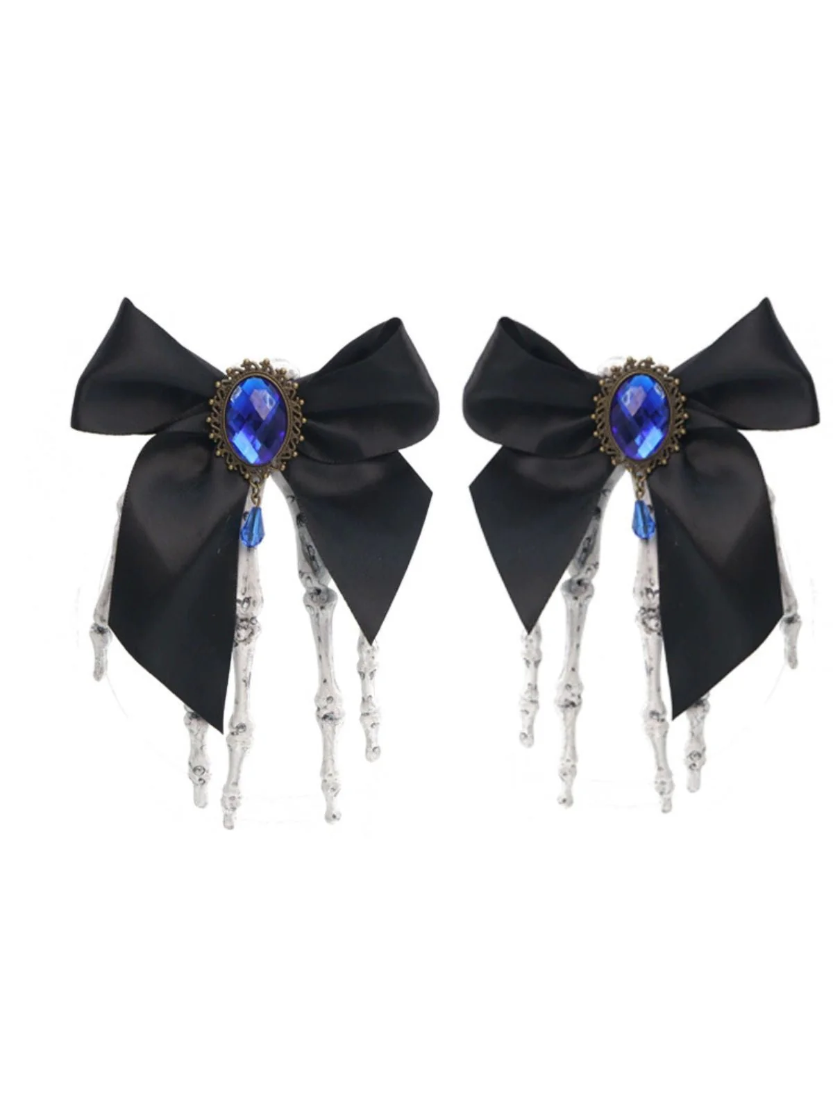 Schwarz Gothic Bogen Skeleton Hand Haarspange