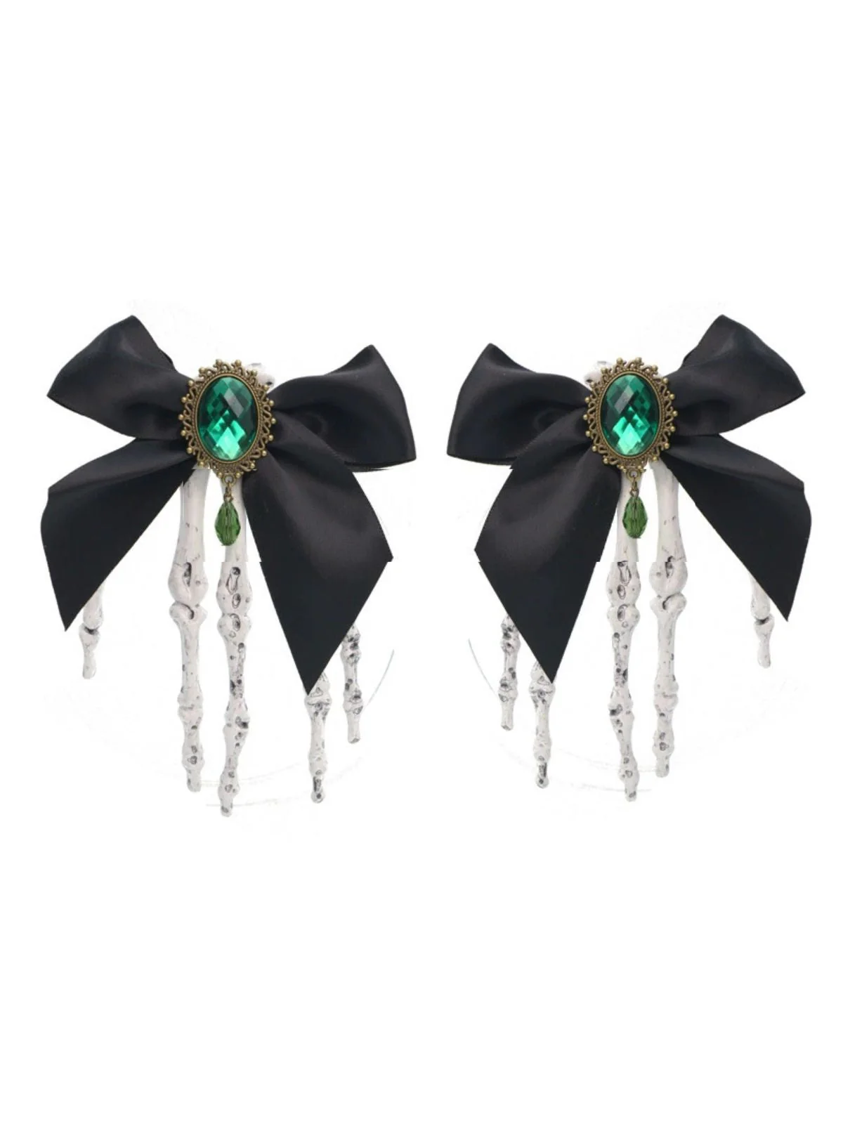 Schwarz Gothic Bogen Skeleton Hand Haarspange - Image 2