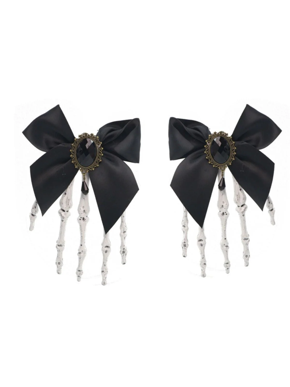 Schwarz Gothic Bogen Skeleton Hand Haarspange - Image 3