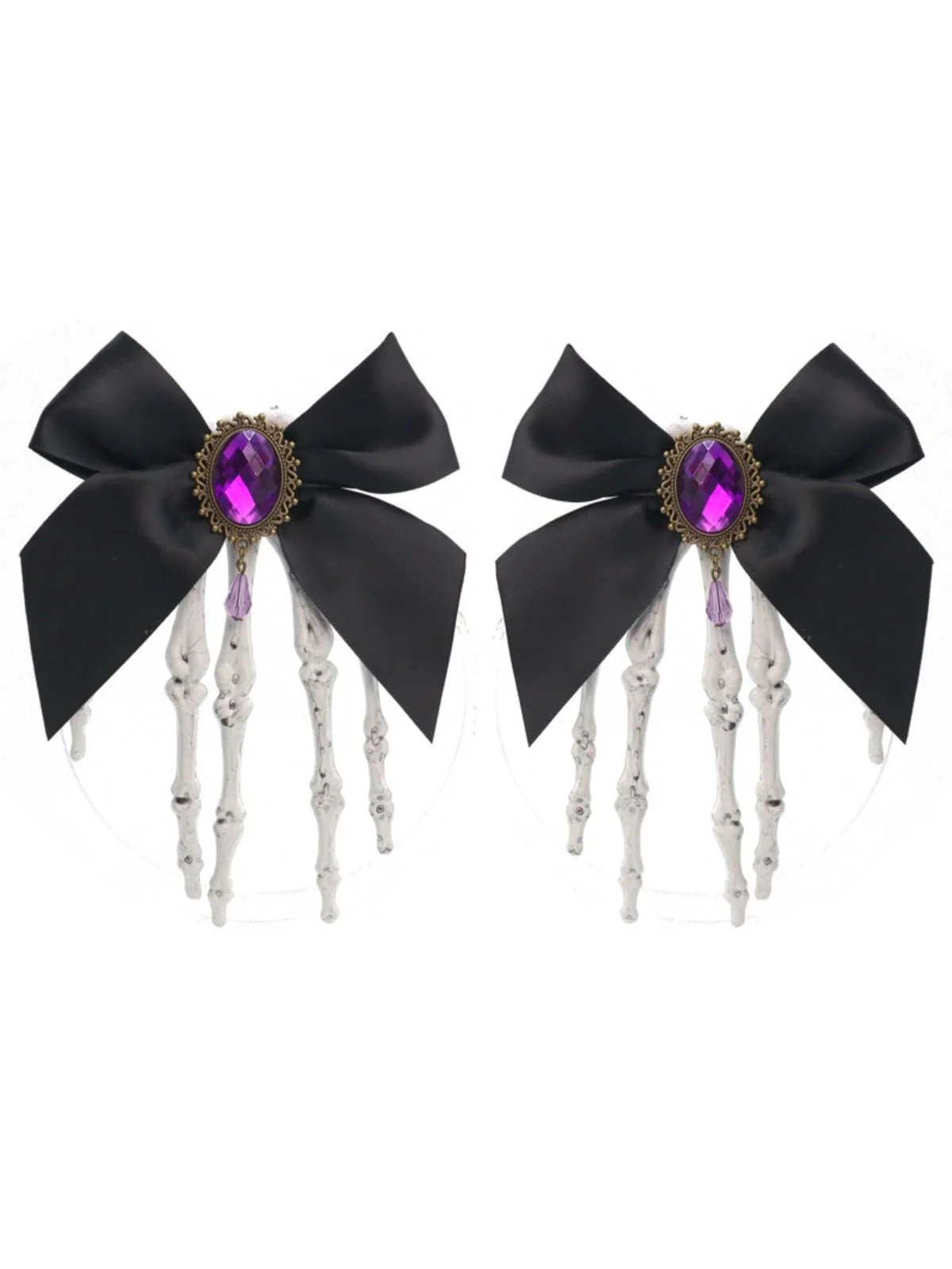Schwarz Gothic Bogen Skeleton Hand Haarspange - Image 5