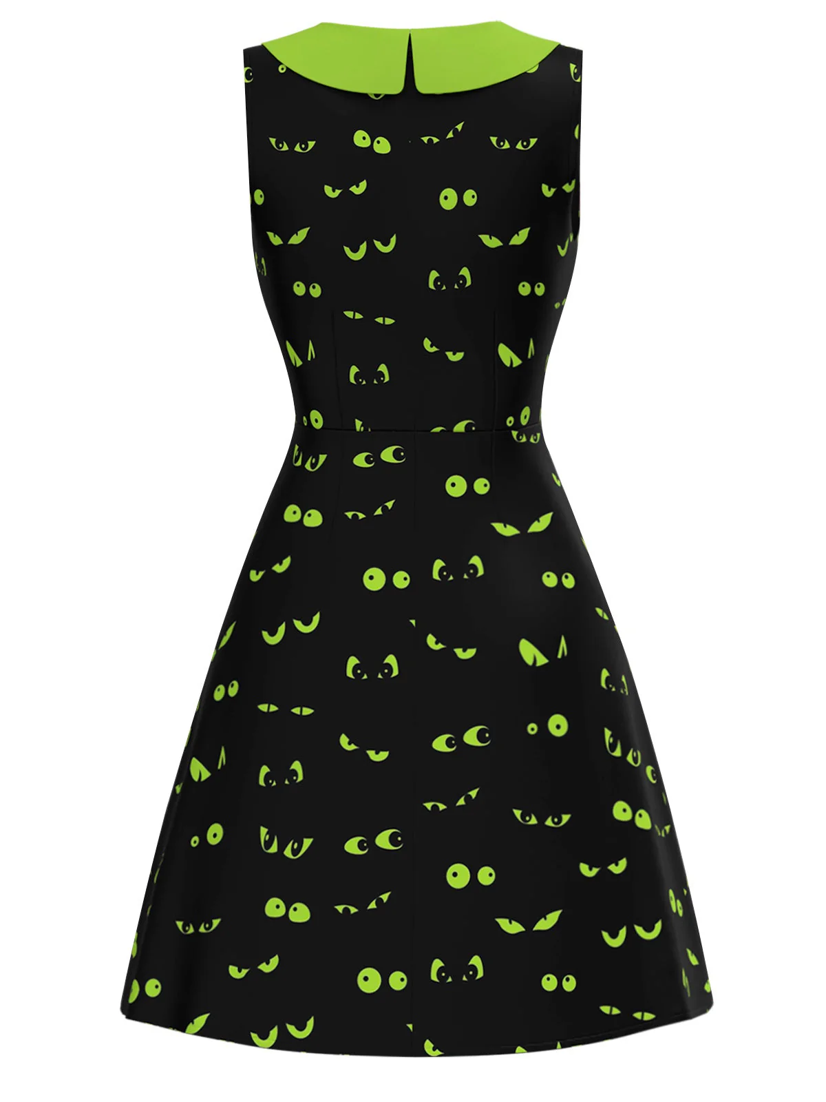 Schwarz & Grün 1960er Halloween Dämonenauge Kleid - Image 2
