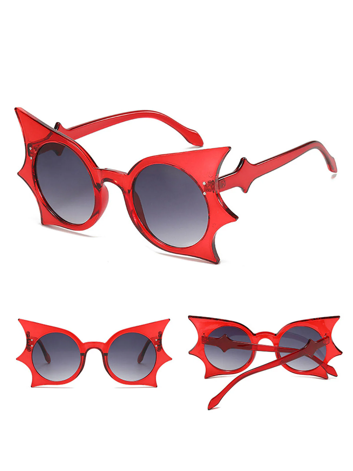 Schwarz Halloween Fledermaus Flügel Gothic Sonnenbrille - Image 8