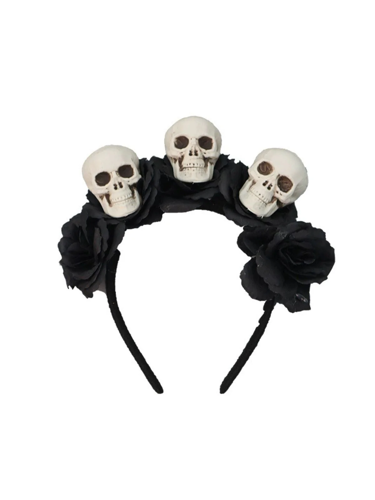 Schwarz Halloween Schädel & Rosen Stirnband