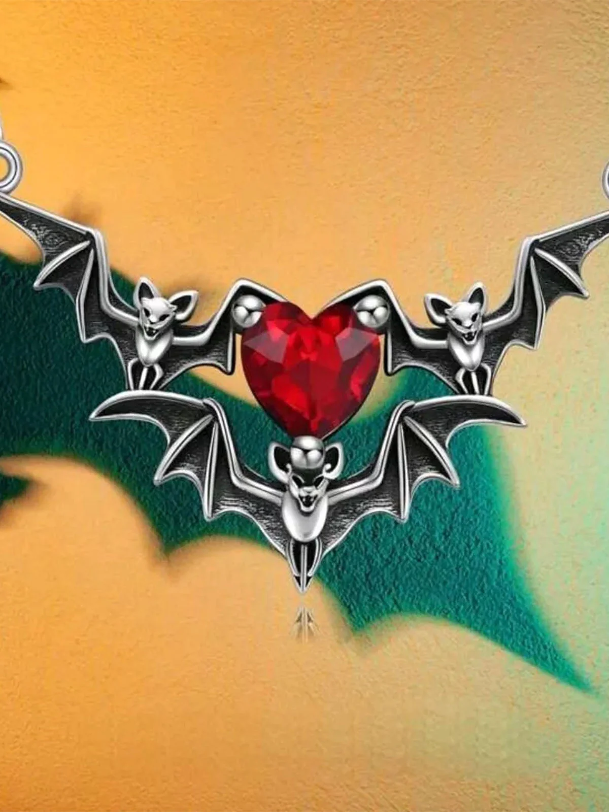 Schwarz Halloween Schläger Strass Halskette - Image 3