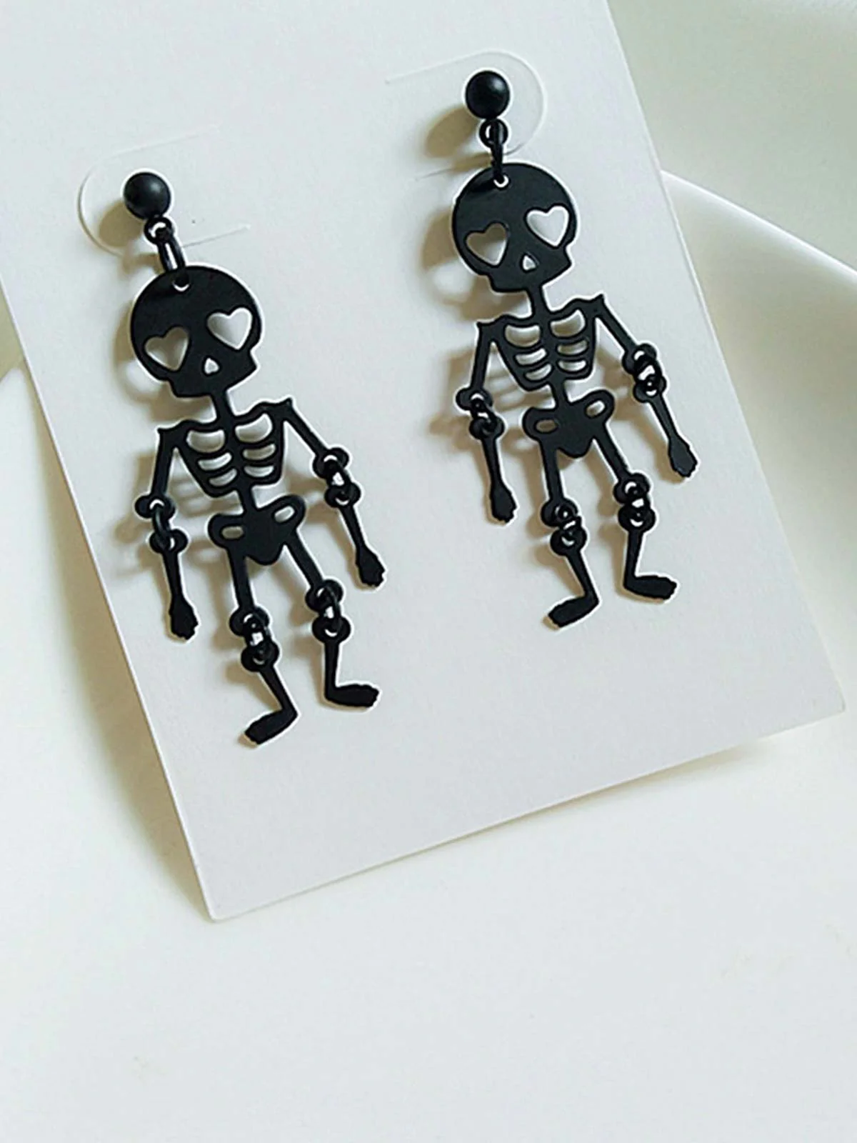 Schwarz Halloween Skeleton Baumeln Ohrringe - Image 3