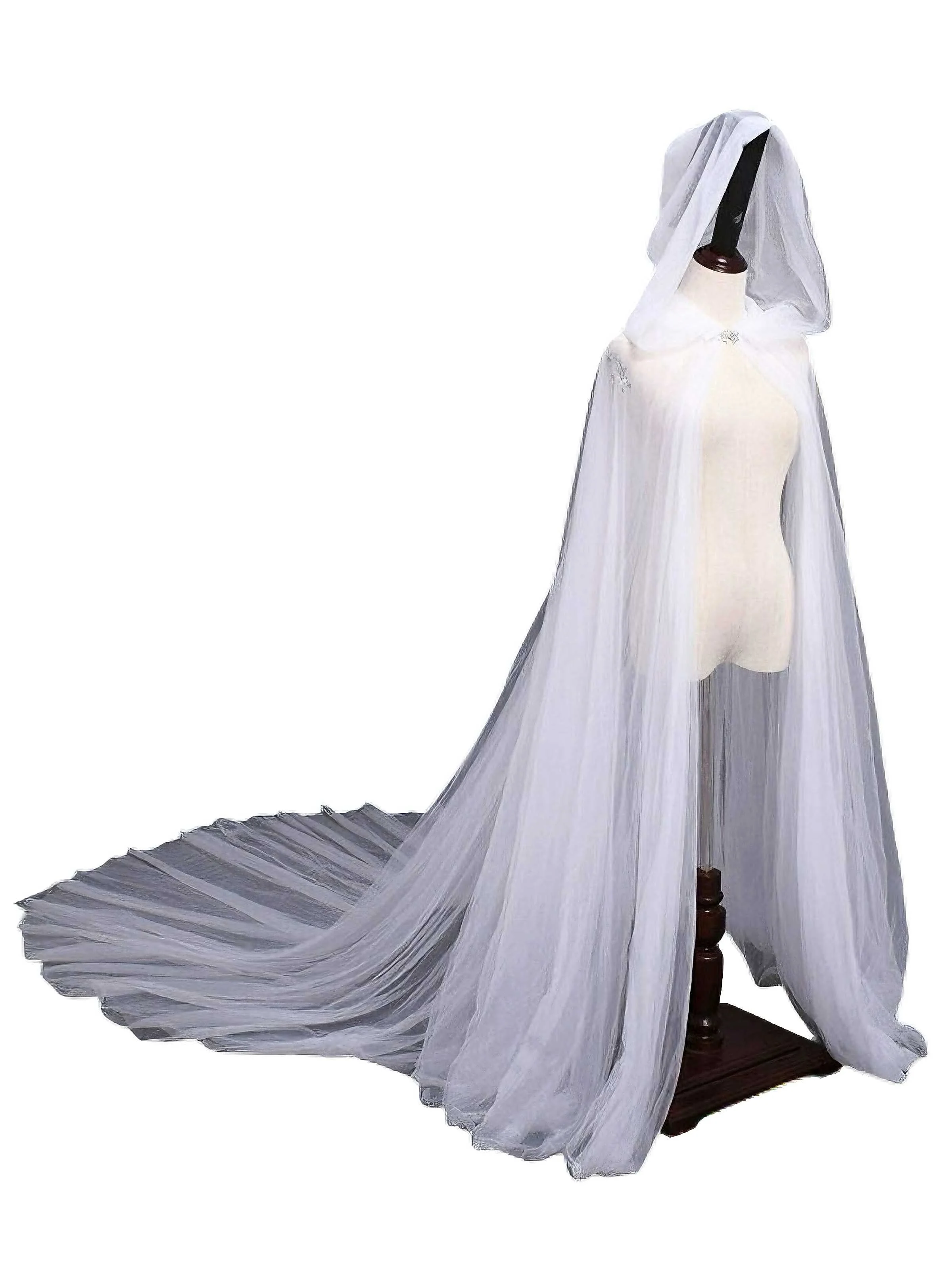 Schwarz Halloween Vampirbraut Netz Hooded Umhang - Image 4