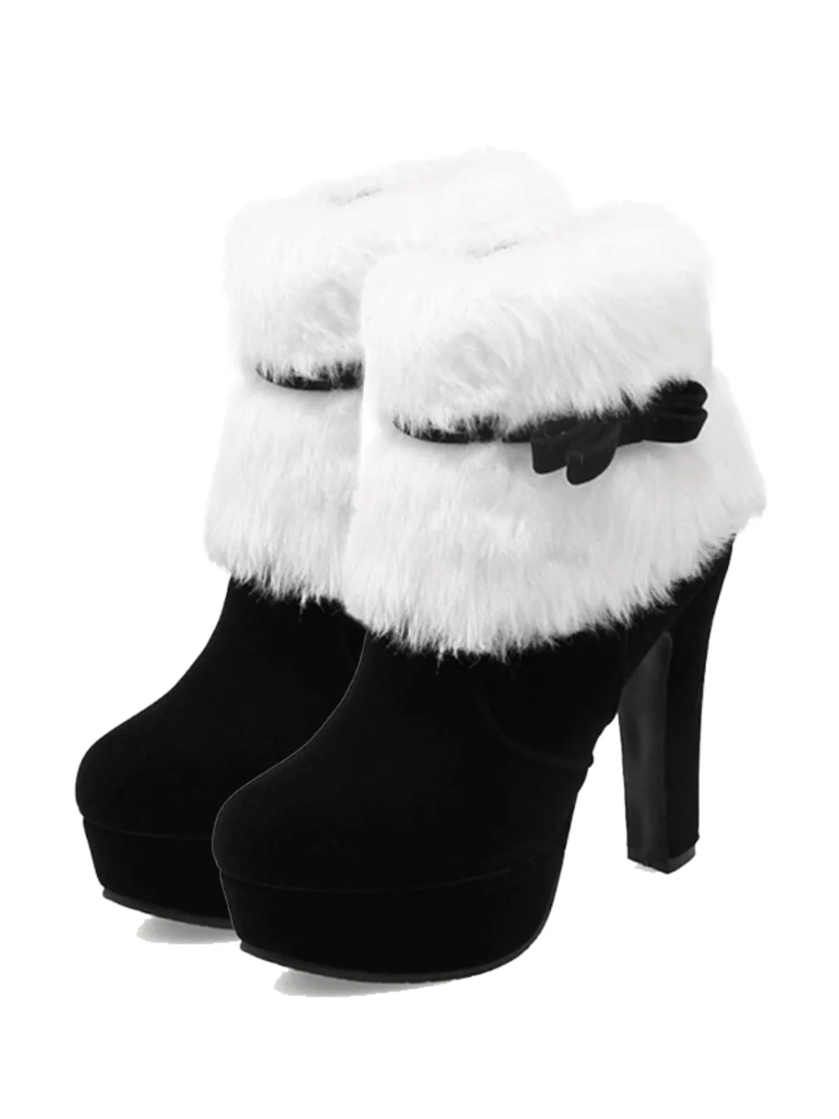 Rot Retro Weihnachten Kurz Plüsch Hoher Absatz Schuhe - Image 14