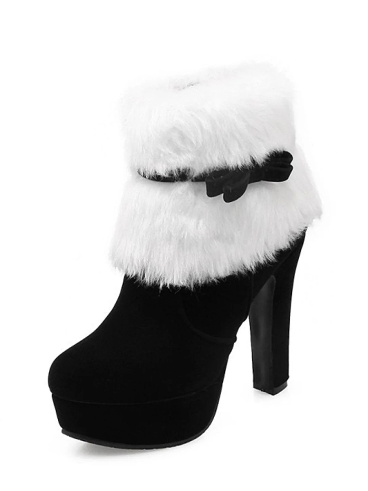 Rot Retro Weihnachten Kurz Plüsch Hoher Absatz Schuhe - Image 17