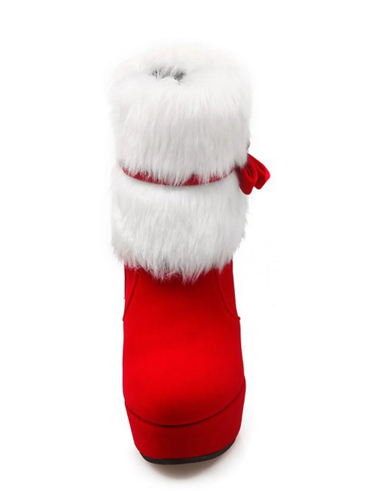 Rot Retro Weihnachten Kurz Plüsch Hoher Absatz Schuhe - Image 6