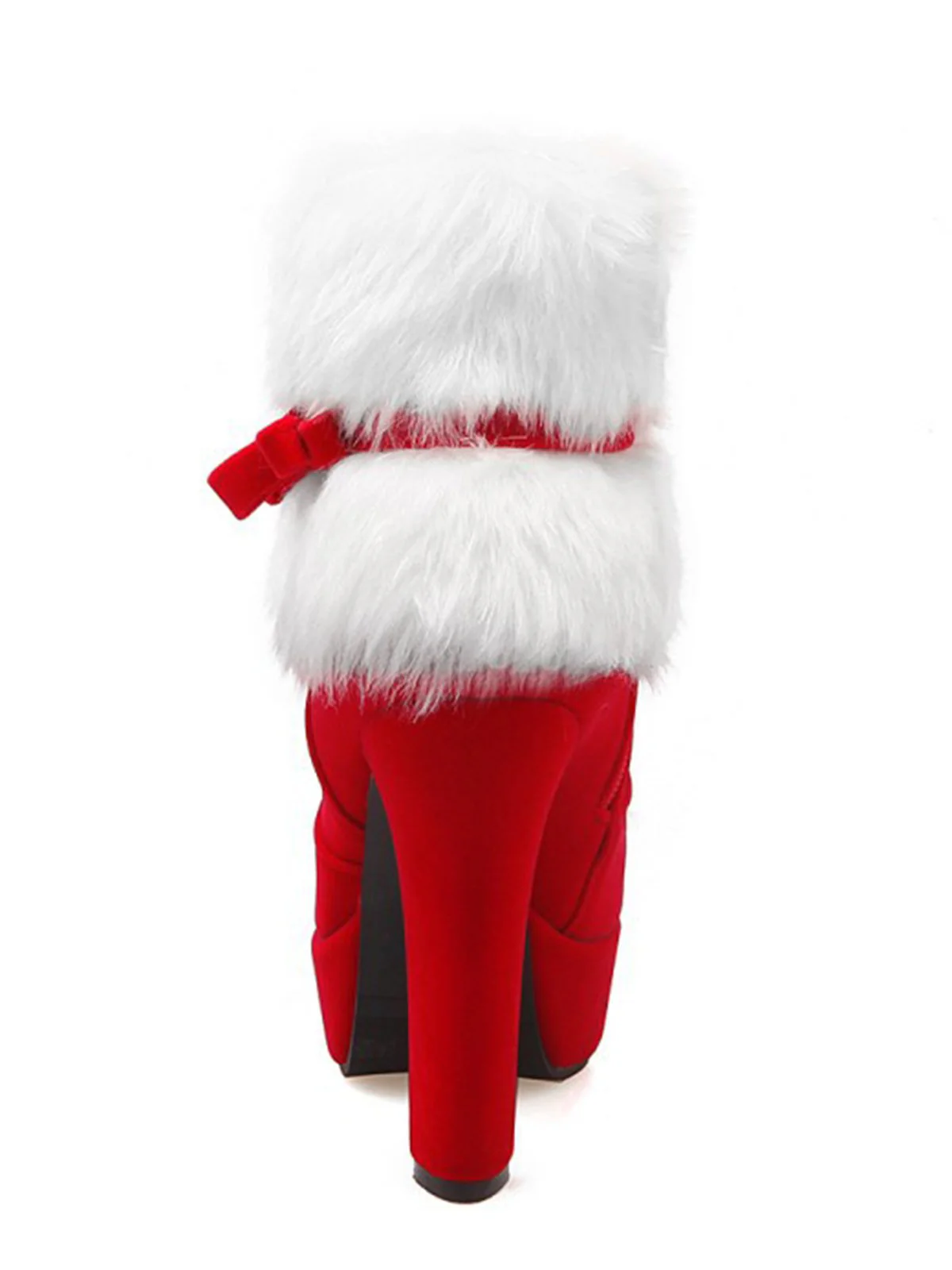 Rot Retro Weihnachten Kurz Plüsch Hoher Absatz Schuhe - Image 7