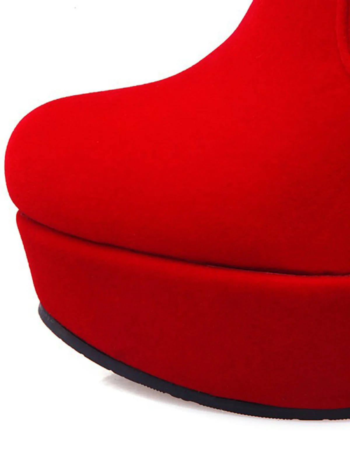 Rot Retro Weihnachten Kurz Plüsch Hoher Absatz Schuhe - Image 9