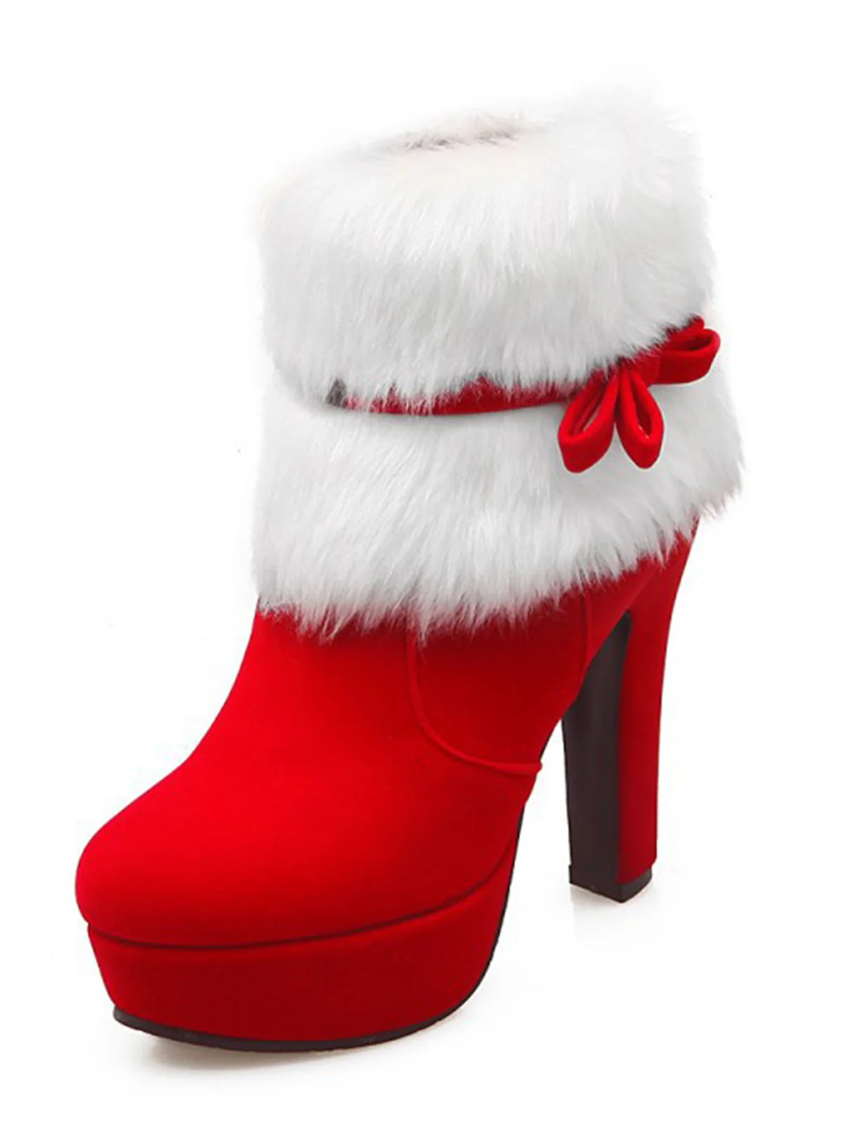 Schwarz Retro Weihnachten Kurz Plüsch Hoher Absatz Schuhe - Image 7