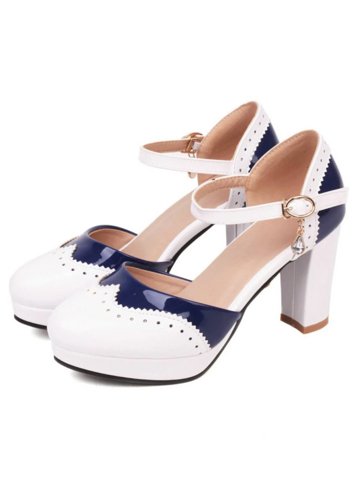 Orange MARY JANE PATCHWORK HIGH HEELS - Image 3