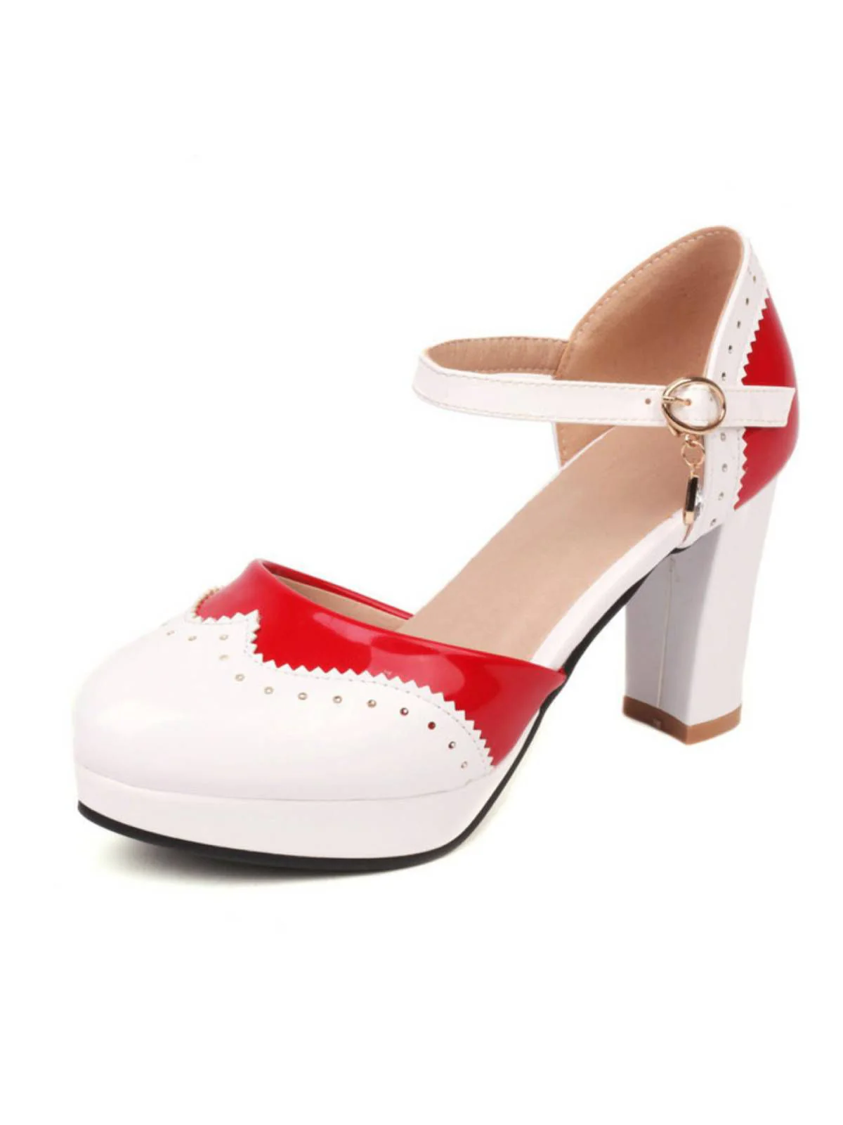 Orange MARY JANE PATCHWORK HIGH HEELS - Image 5
