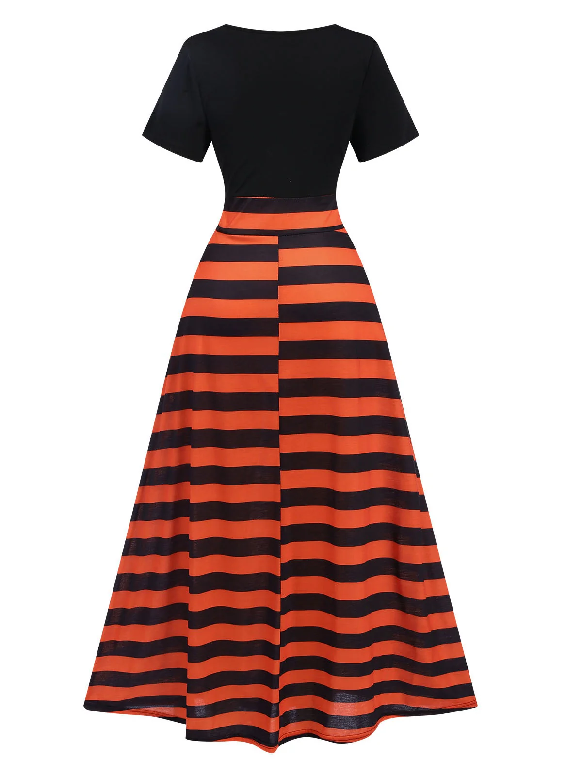 Schwarz & Orange 1950er Streifen Farbblock Kleid - Image 3