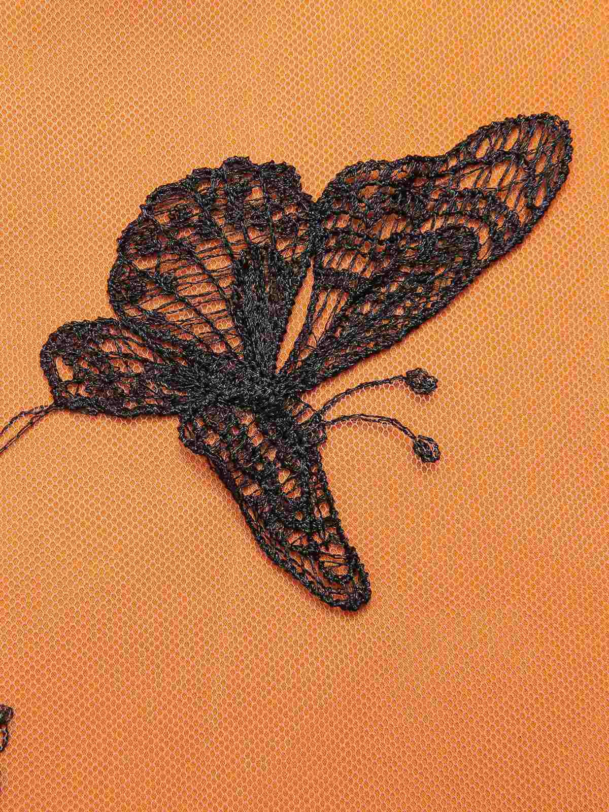 Schwarz & Orange 1950s 3D Schmetterlinge Mantel Kleid - Image 6