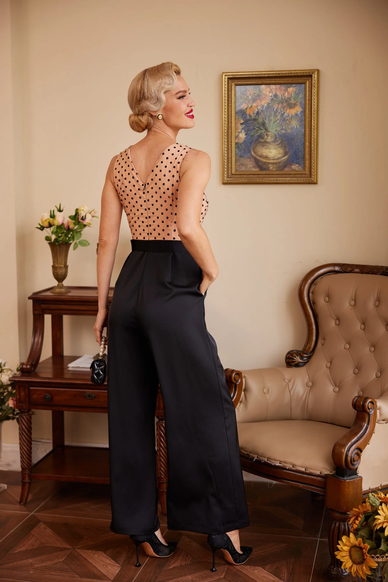 SCHWARZ POLKA DOT PATCHWORK JUMPSUIT - Image 4