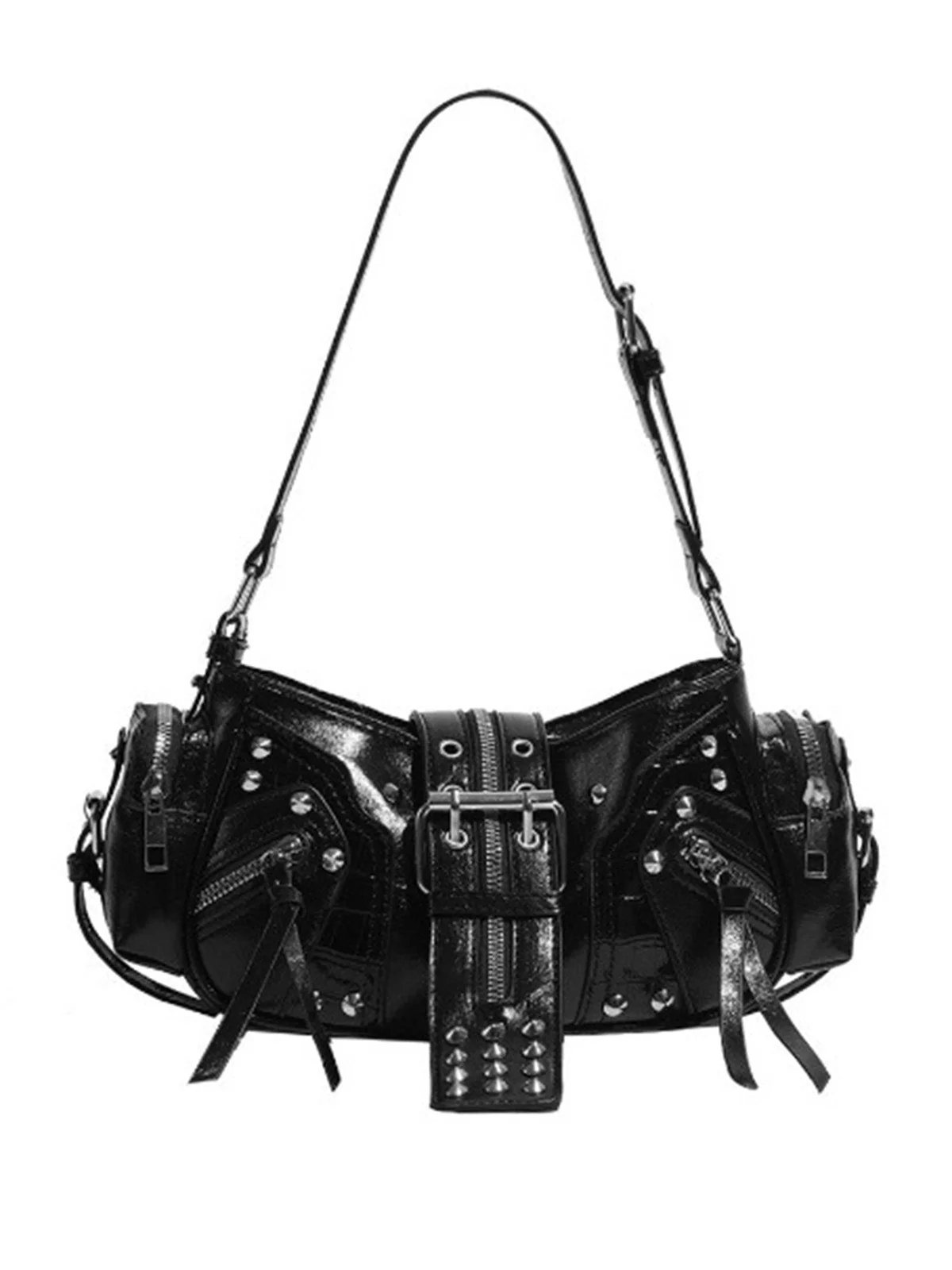 Schwarz Punk Nieten Schnalle Schulter Tasche - Image 2