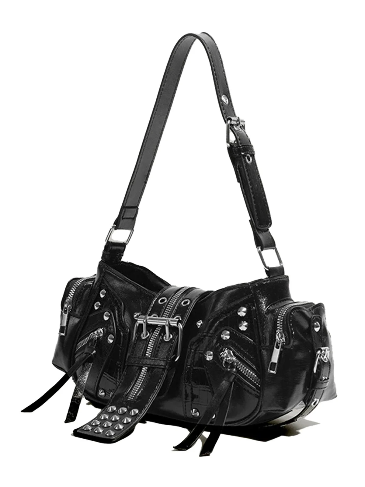 Schwarz Punk Nieten Schnalle Schulter Tasche - Image 3
