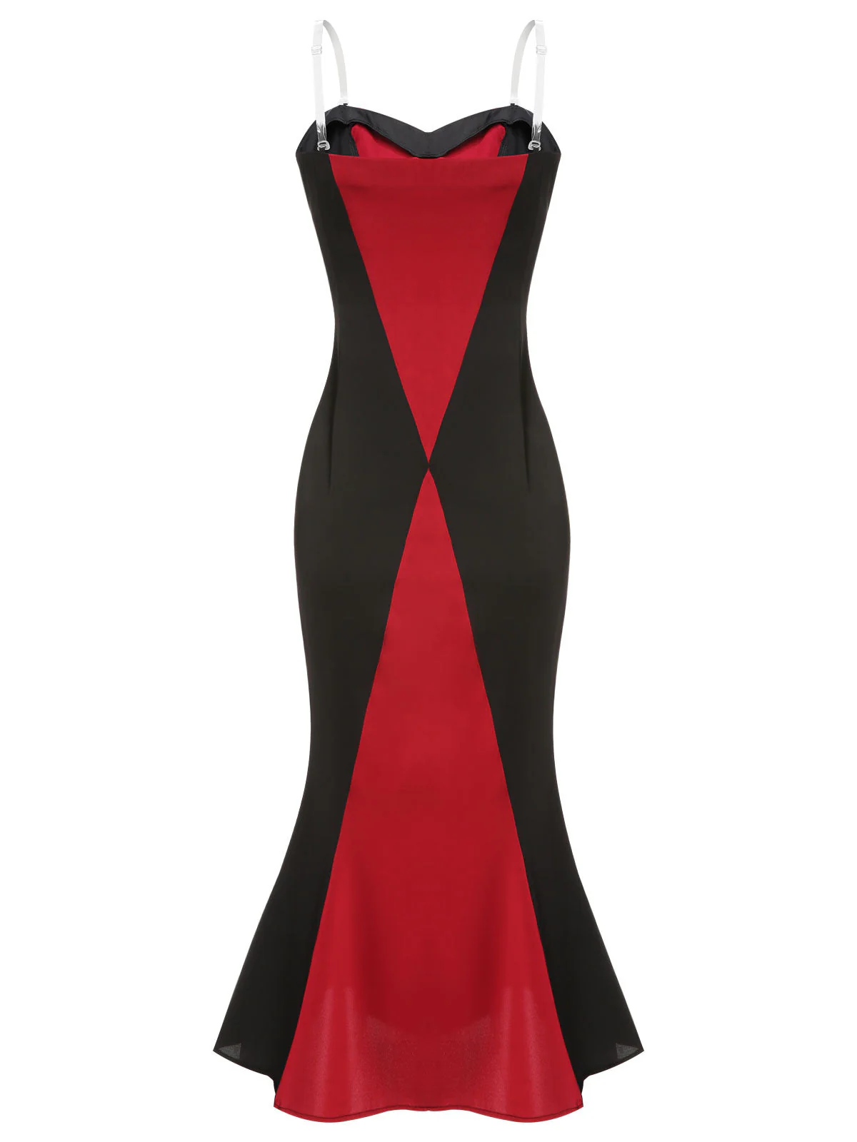 Schwarz & Rot 1930er Gothic Fischschwanz-Trägerkleid - Image 4