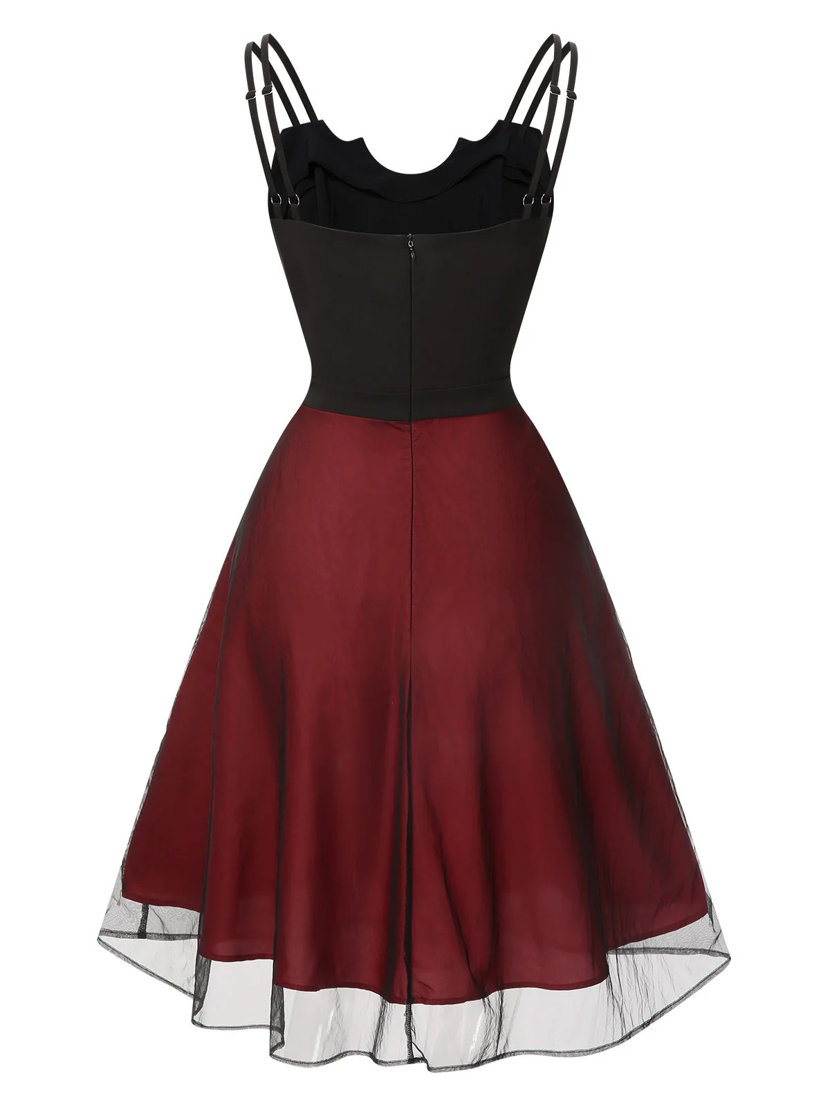 Schwarz & Rot 1950er Halloween Fledermaus Masche Kleid - Image 3