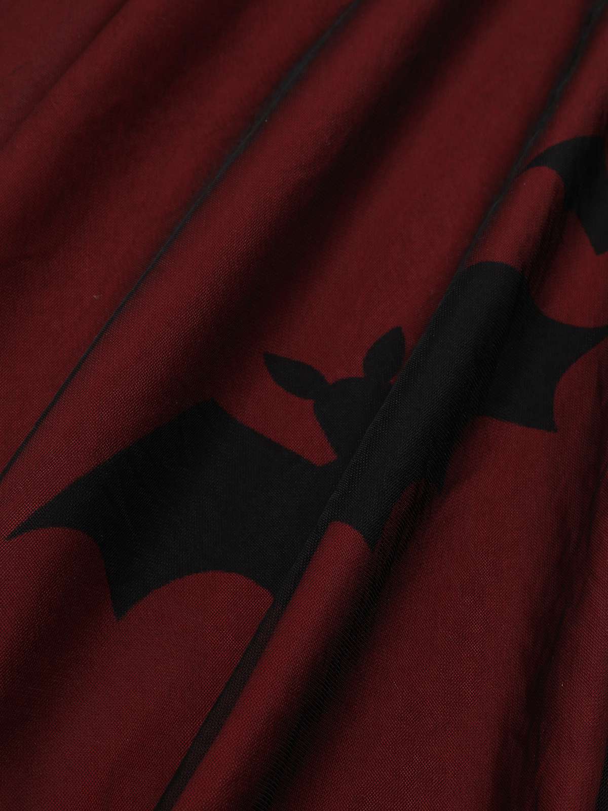 Schwarz & Rot 1950er Halloween Fledermaus Masche Kleid - Image 7
