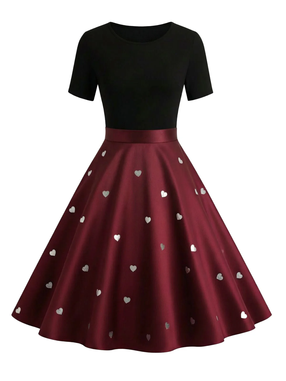 Schwarz & Rot 1950er Herz Bogen Swing Kleid - Image 3