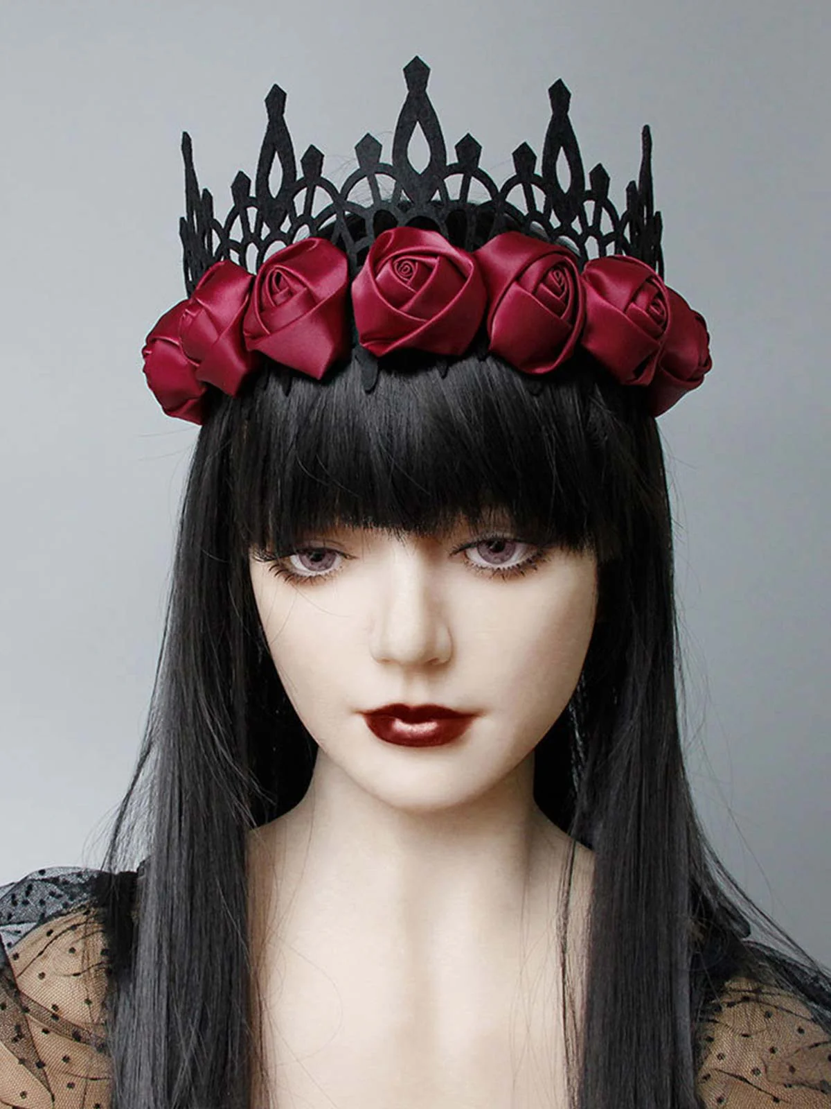 Schwarz & Rot Halloween Rosen Krone Stirnband - Image 2