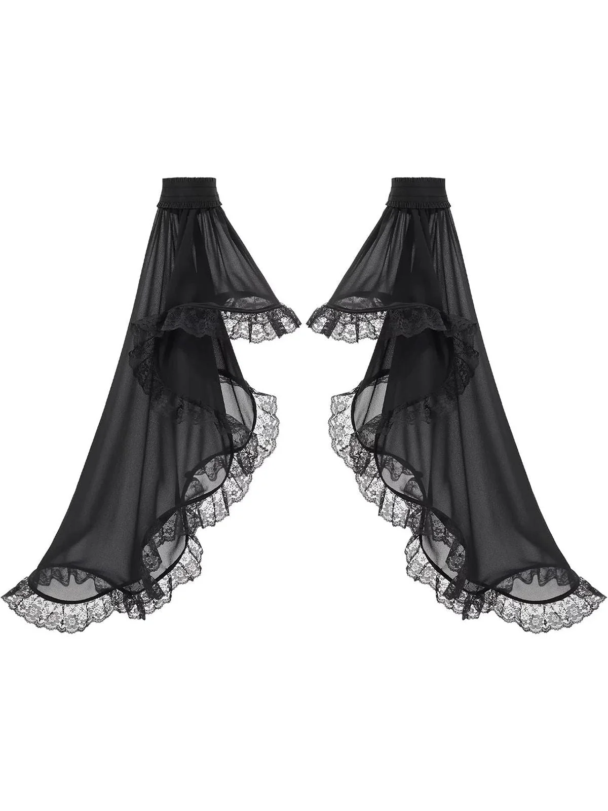 Schwarz Spitze Chiffon Lang Ausgestellte Ärmel - Image 2
