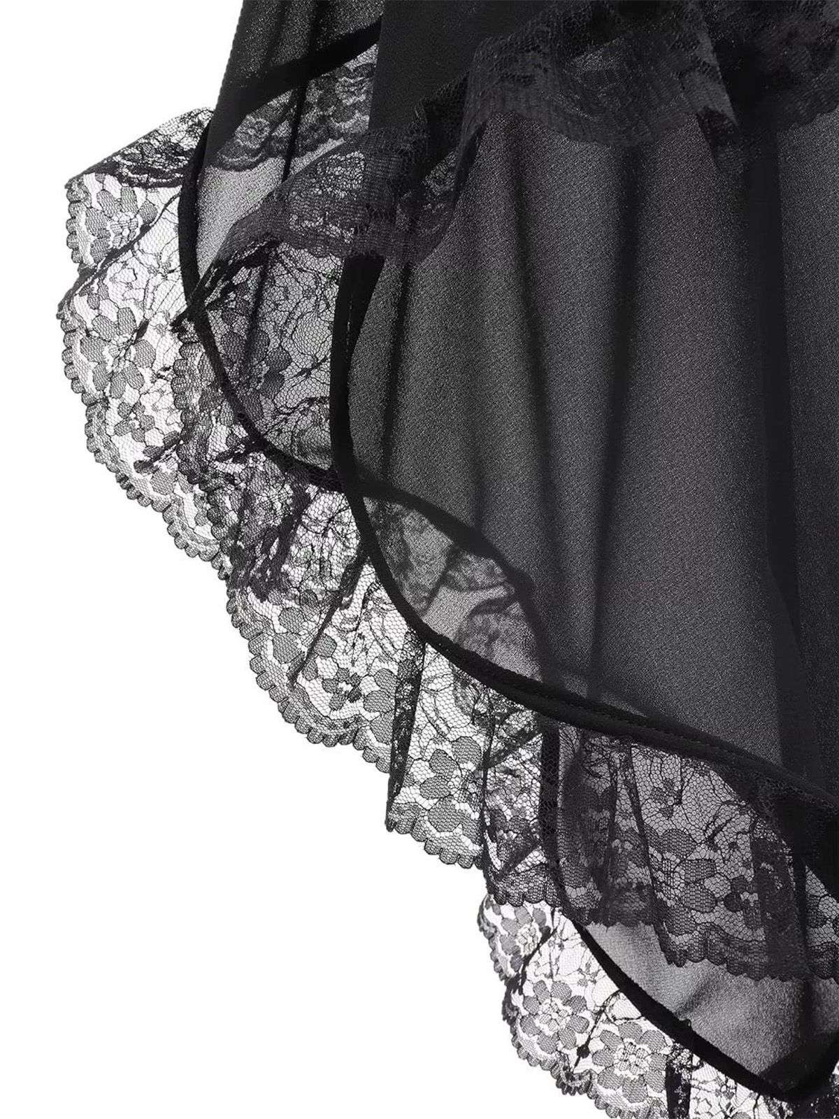 Schwarz Spitze Chiffon Lang Ausgestellte Ärmel - Image 3