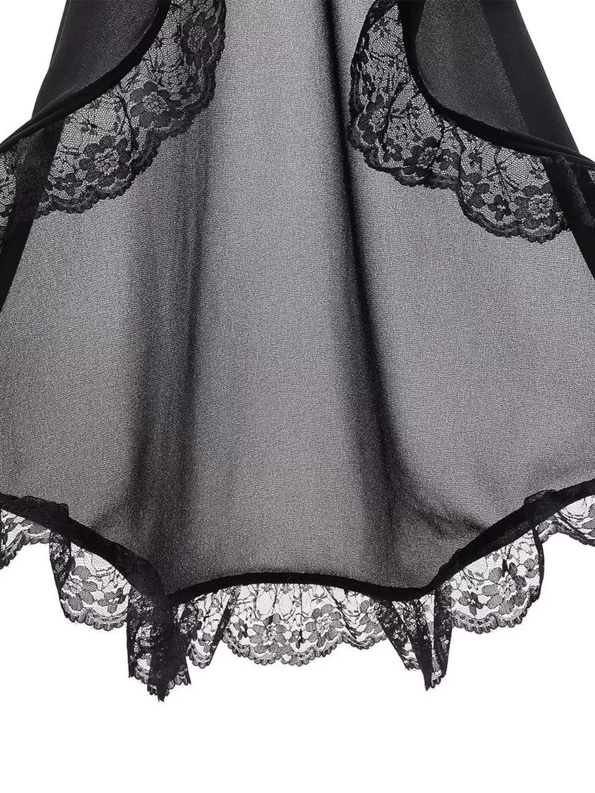 Schwarz Spitze Chiffon Lang Ausgestellte Ärmel - Image 4