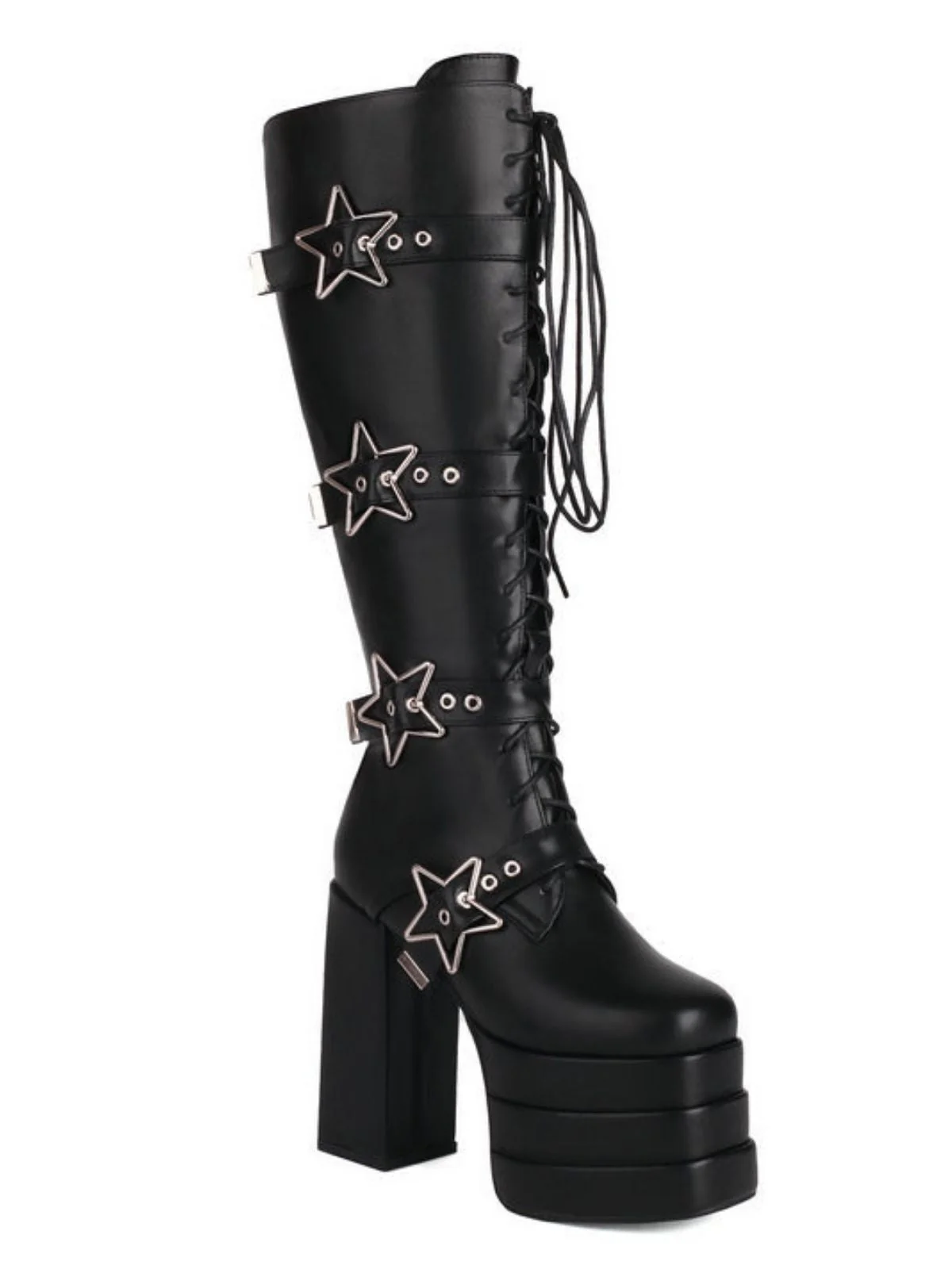 Schwarz Stern Taste Gothic Platform High Heels Stiefel - Image 2