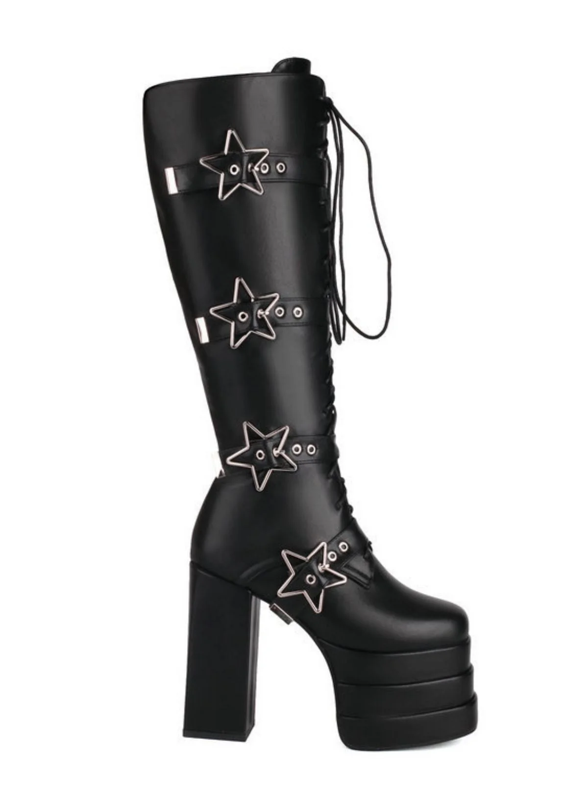 Schwarz Stern Taste Gothic Platform High Heels Stiefel - Image 3