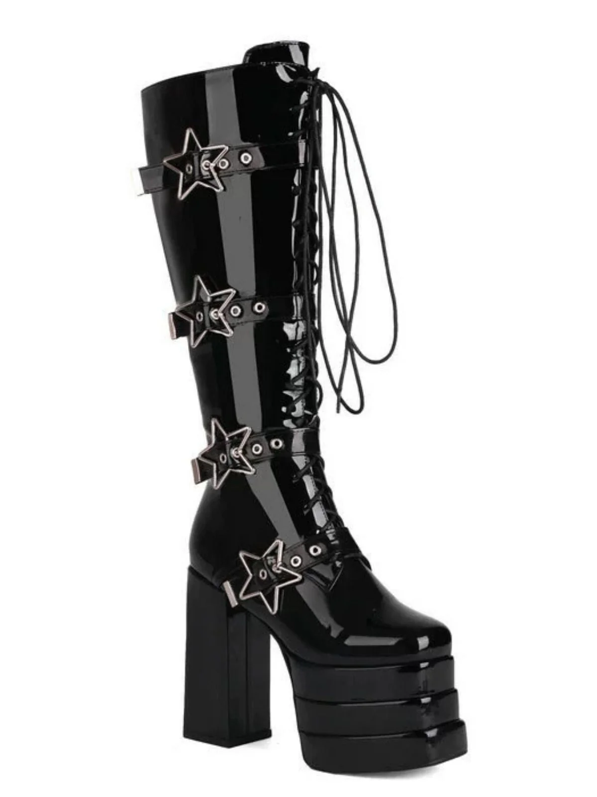 Schwarz Stern Taste Gothic Platform High Heels Stiefel - Image 8