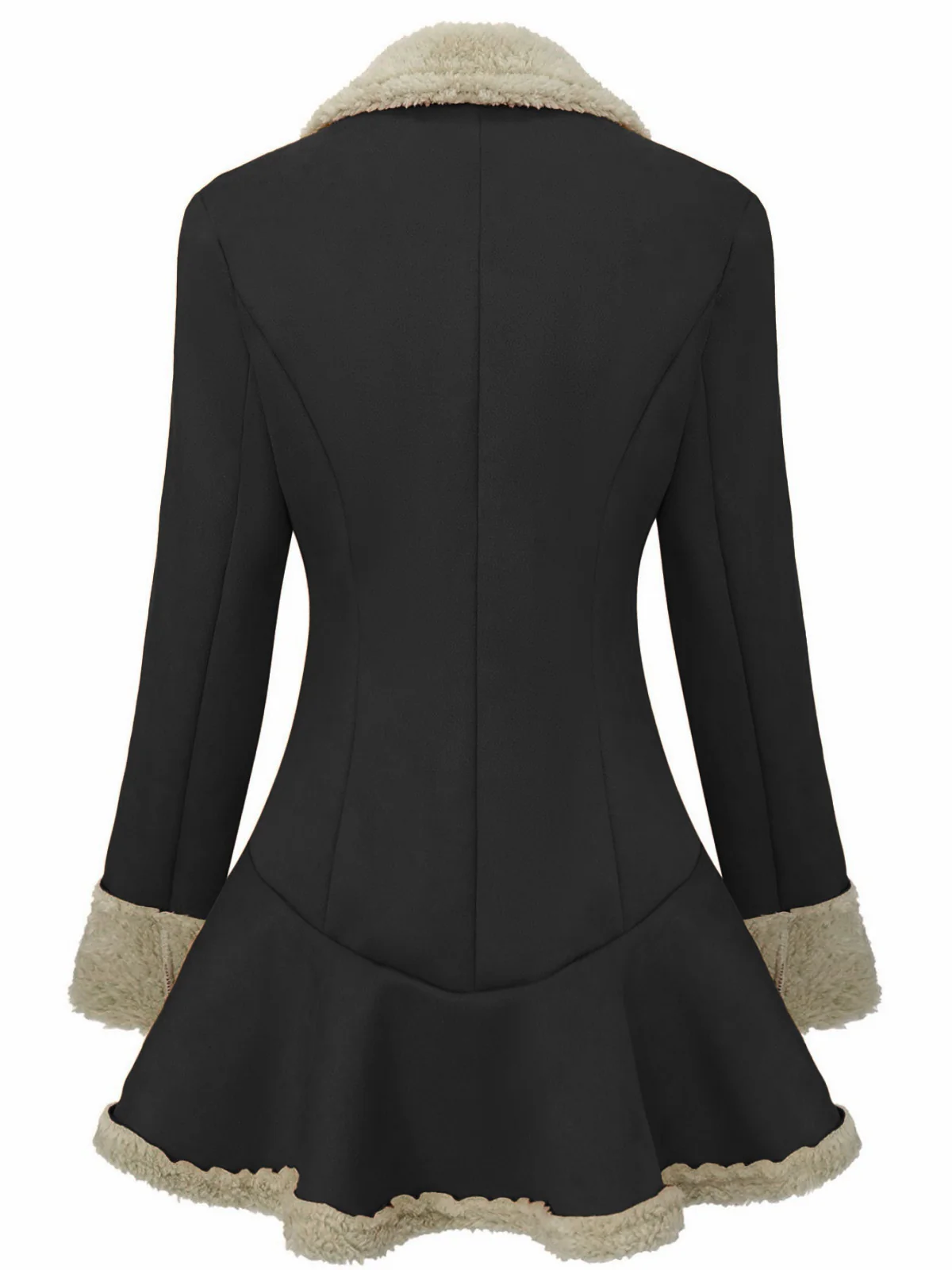 Schwarz Vintage 1970er Revers Ausgestellter Saum Suede Jacke - Image 2