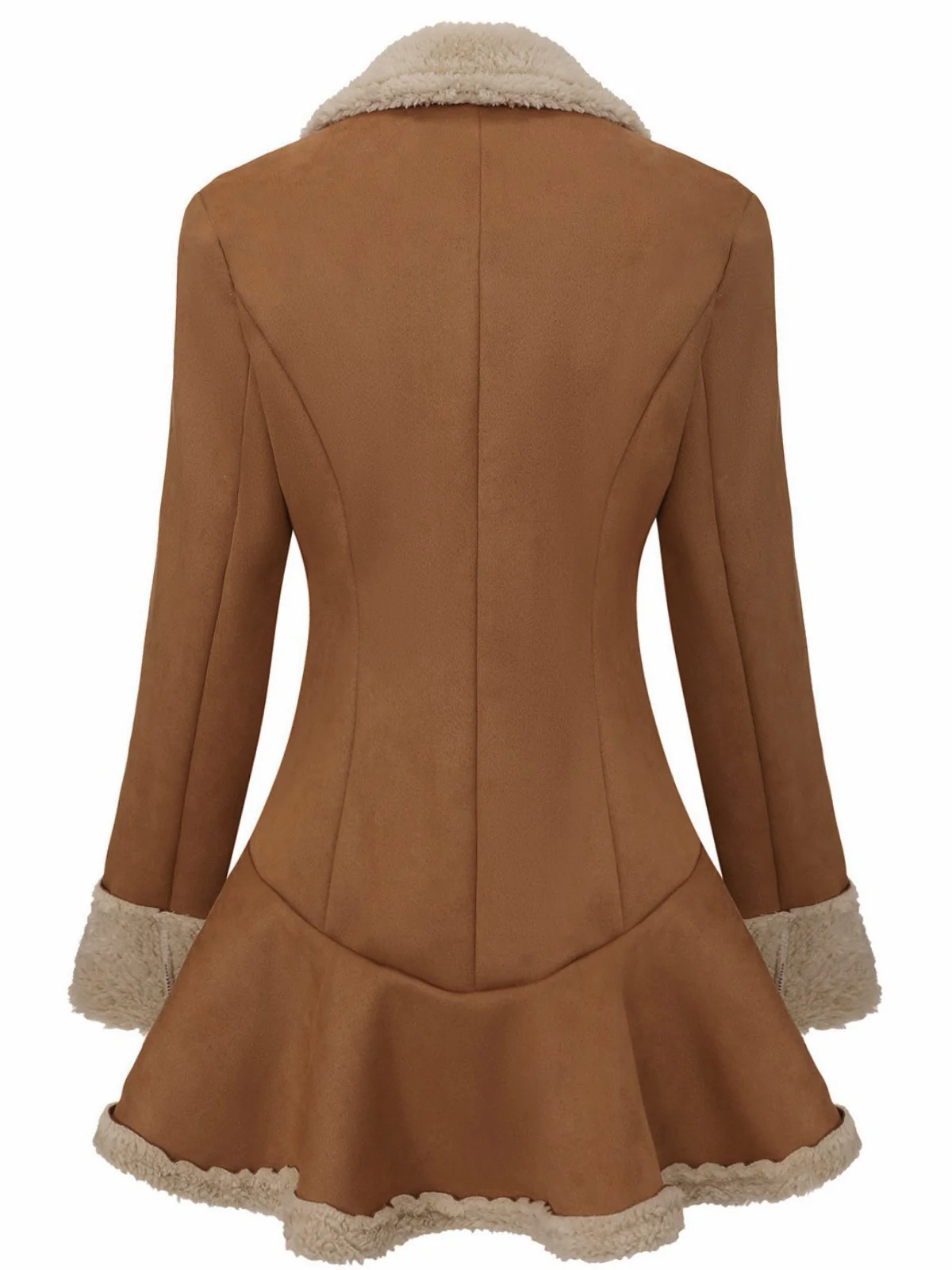 Schwarz Vintage 1970er Revers Ausgestellter Saum Suede Jacke - Image 5