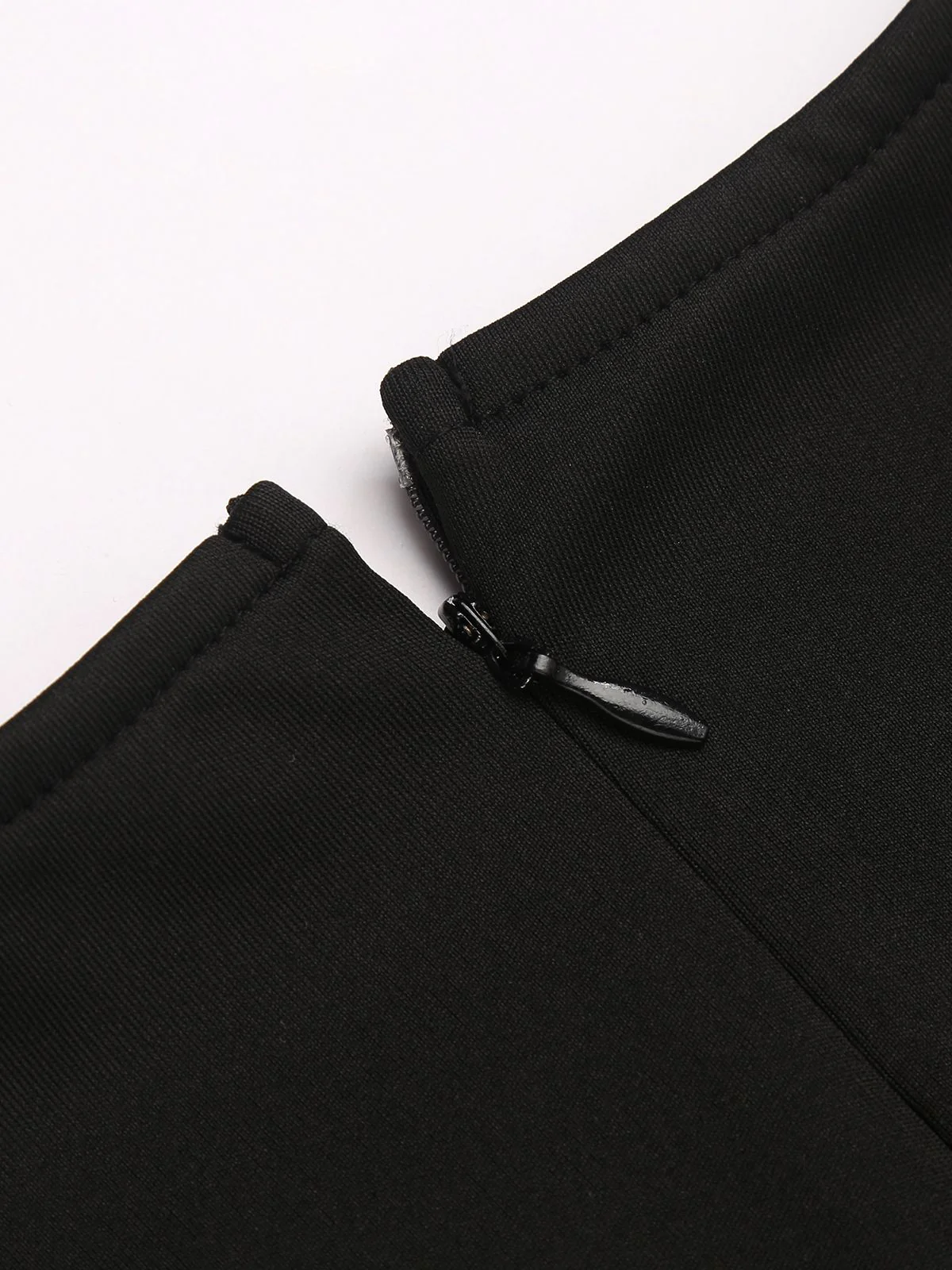 Schwarz 1960er Kurzarm V-Ausschnitt Pencil Kleid - Image 4