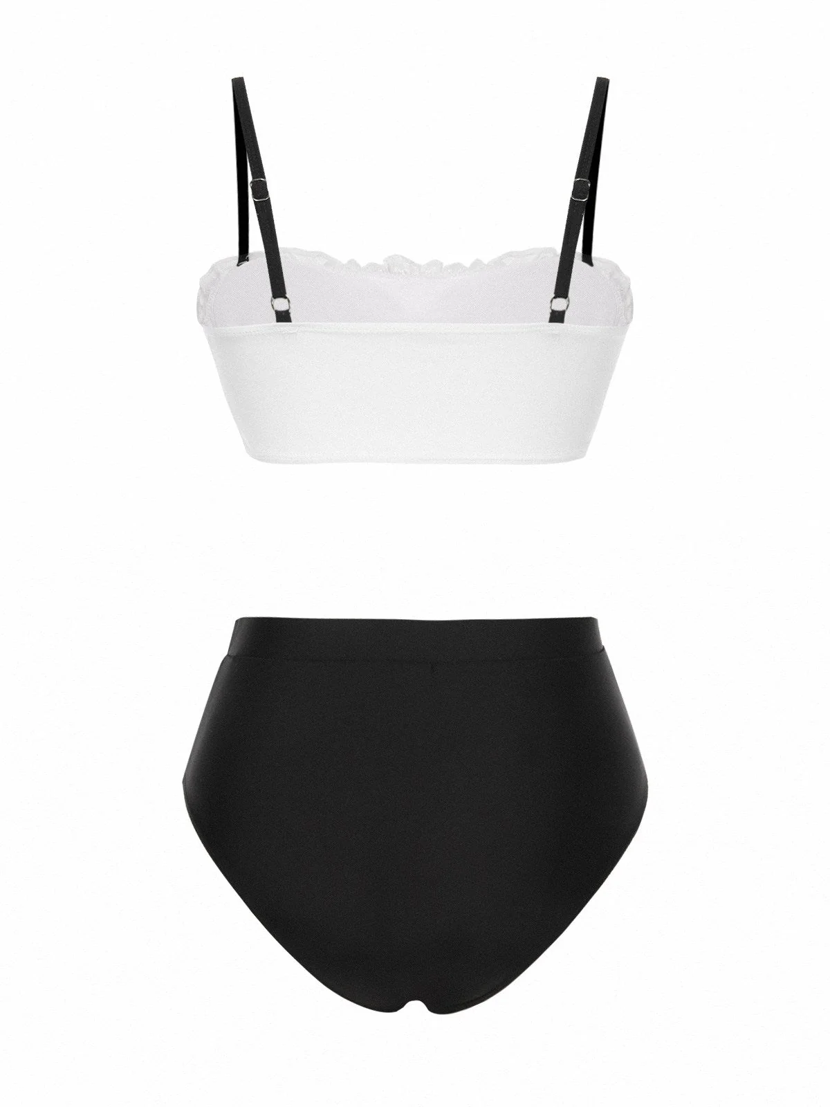 Schwarz & Weiß 1930er Farbblock Spitze Bikini Set - Image 5