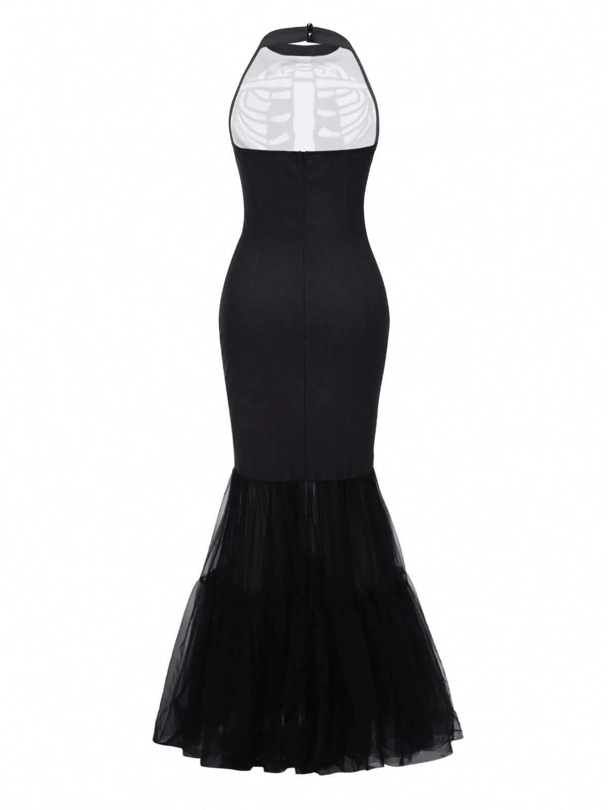 Schwarz & Weiß 1930er Halter Schädel Netz Fischschwanz Kleid - Image 5
