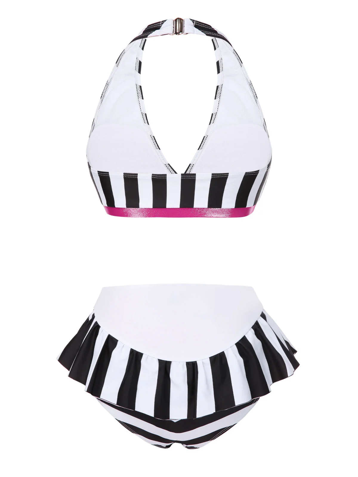 Schwarz & Weiß 1950er Streifen Bogen Halter Bikini - Image 4